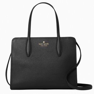 New Kate Spade Rowe Medium Top Zip Satchel in Pebble Leather Black